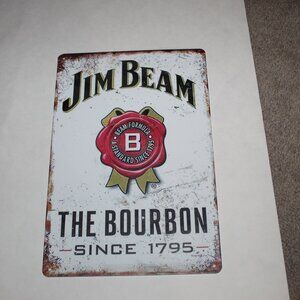 NEW Jim Beam 8" x12" tin sign , bar, mancave, garage, bar